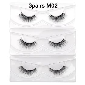 Visofree Mink Eyelashes 3D Mink Lashes Thick HandMade Full Strip Lashes Cruelty Free Mink Lashes False Eyelashes Makeup M56 (Color: 3pairs M02 no box)