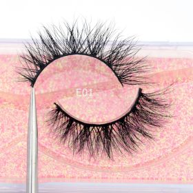 Visofree Mink Eyelashes 3D Mink Lashes Thick HandMade Full Strip Lashes Cruelty Free Mink Lashes False Eyelashes Makeup M56 (Color: E01(Acrylic))