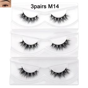 Visofree Mink Eyelashes 3D Mink Lashes Thick HandMade Full Strip Lashes Cruelty Free Mink Lashes False Eyelashes Makeup M56 (Color: 3pairs M14 no box)