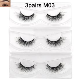 Visofree Mink Eyelashes 3D Mink Lashes Thick HandMade Full Strip Lashes Cruelty Free Mink Lashes False Eyelashes Makeup M56 (Color: 3pairs M03 no box)