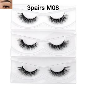 Visofree Mink Eyelashes 3D Mink Lashes Thick HandMade Full Strip Lashes Cruelty Free Mink Lashes False Eyelashes Makeup M56 (Color: 3pairs M08 no box)