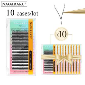 NAGARAKU 10 cases YY Shape Hand Woven Premium Mink Soft Light Natural Eyelashes Extension Supplies Mesh Net Cross False Eyelash (Curl: C, Thickness, Length: 0.05mm, Mix8-14mm X 10 cases)