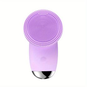 CONESN Electric Facial Cleansing Brush,Silicone Facial Cleansing Brush, Electric Silicone Face Brush, Sonic Facial Cleansing Brush For Makeup Rem (Color: Purple, material: ABS+Silicone)