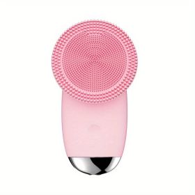 CONESN Electric Facial Cleansing Brush,Silicone Facial Cleansing Brush, Electric Silicone Face Brush, Sonic Facial Cleansing Brush For Makeup Rem (Color: Pink, material: ABS+Silicone)